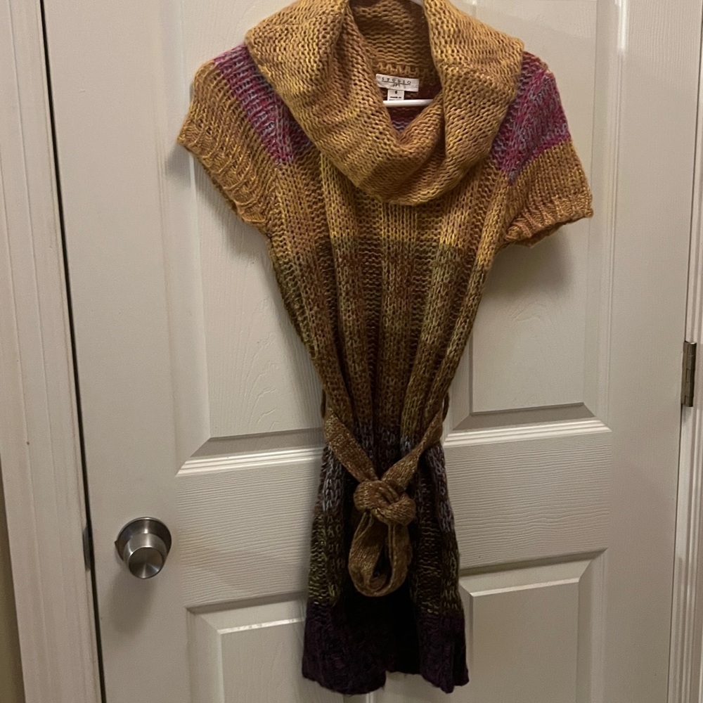 Multicolor Knit Cowl Neck Dress